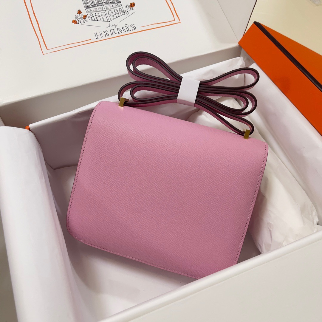 Hermes Constance 18 Mini Shoulder Bag In Rose Sakura Epsom Leather